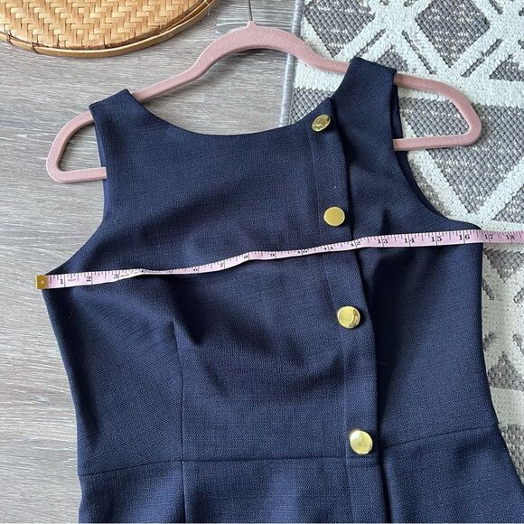Nwt Harper Rose Navy Button‎ detail sheath dress sleeveless work wear size 6 - Picture 3 of 7